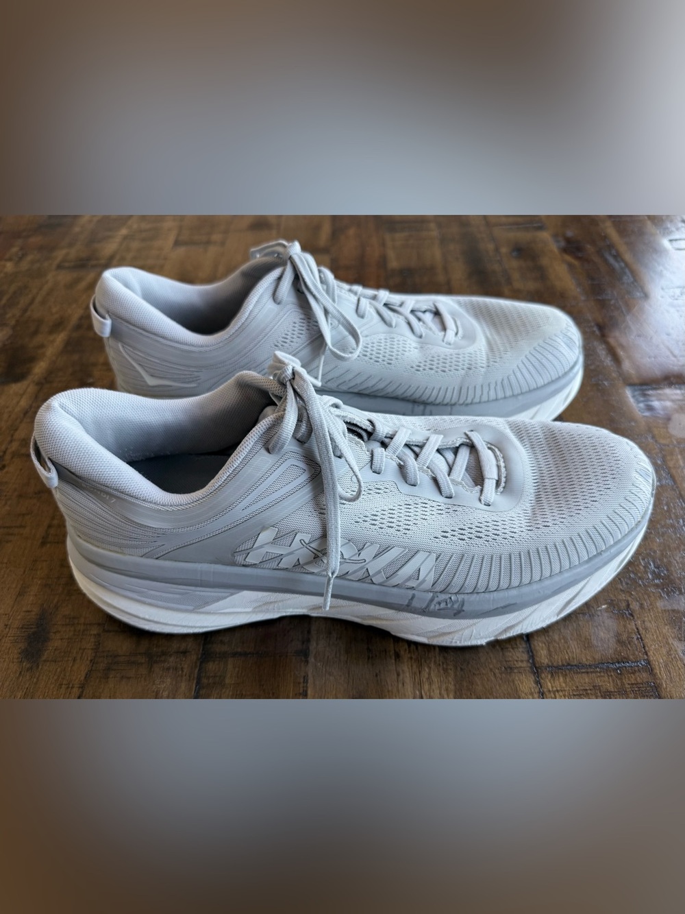 HOKA Bondi 7 Men’s Running Shoes • Size 13 • Harbor Mist/White Gray • Mesh • 111